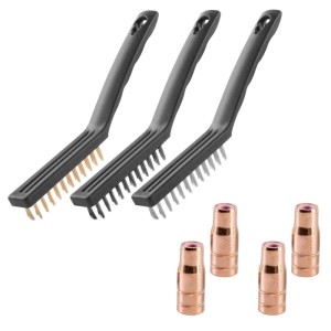 STAHLWERK 4er Set Fülldrahtdüsen AK14 MB14 AK15 MB15 3 Drahtbürsten 220 mm