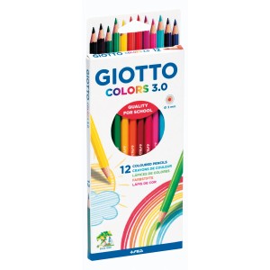 Giotto Colors 3.0 Farbstifte, 12 Stifte in verschiedenen Farben im Karton.