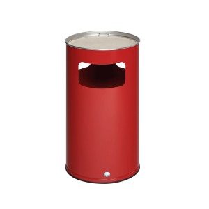 PROREGAL Klassischer Kombiascher Rund HxBxT 76 x 42 x 42 cm Verzinkter Stahl Rot