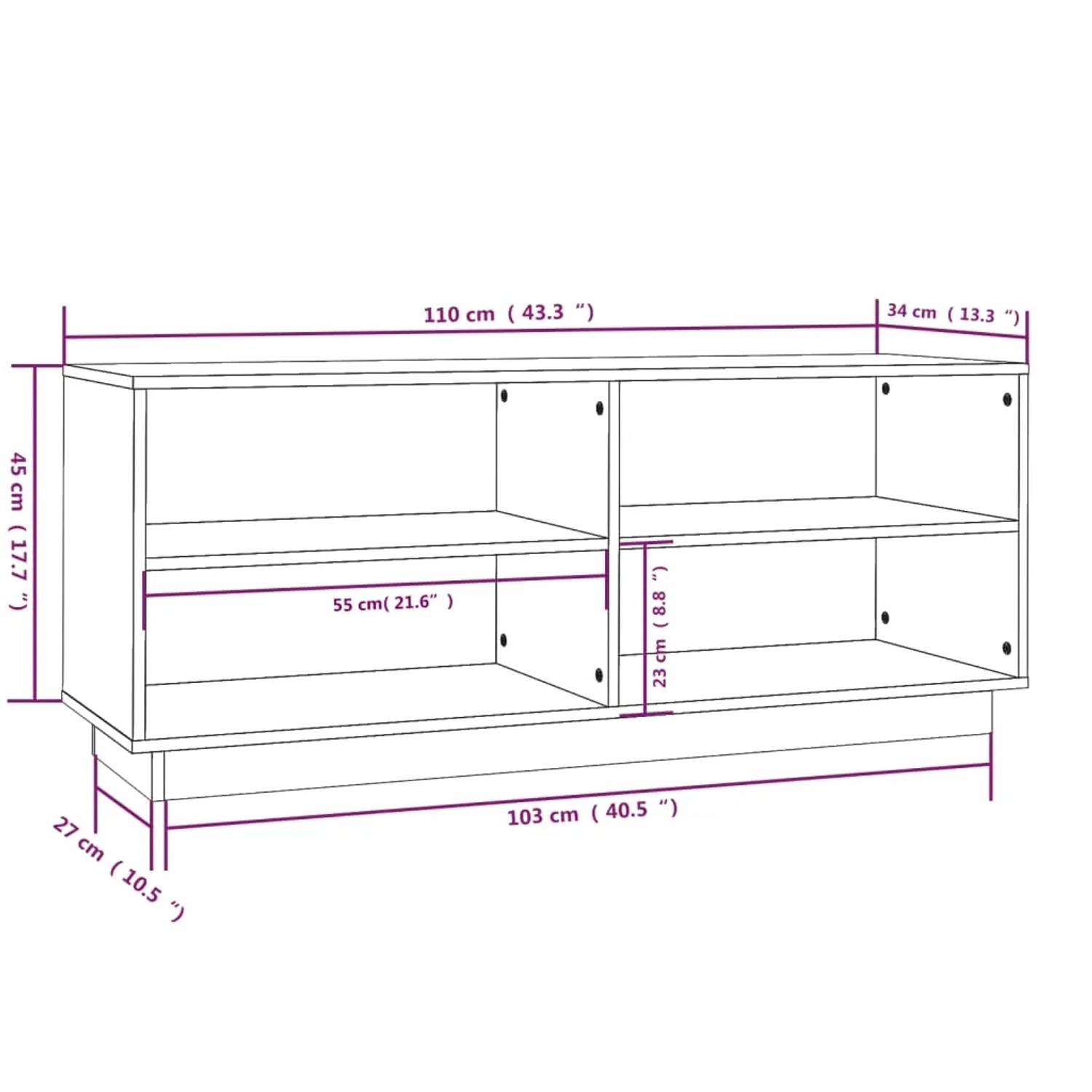 vidaXL Schuhregal Weiß 110x34x45 cm Massivholz Kiefer 813541_8