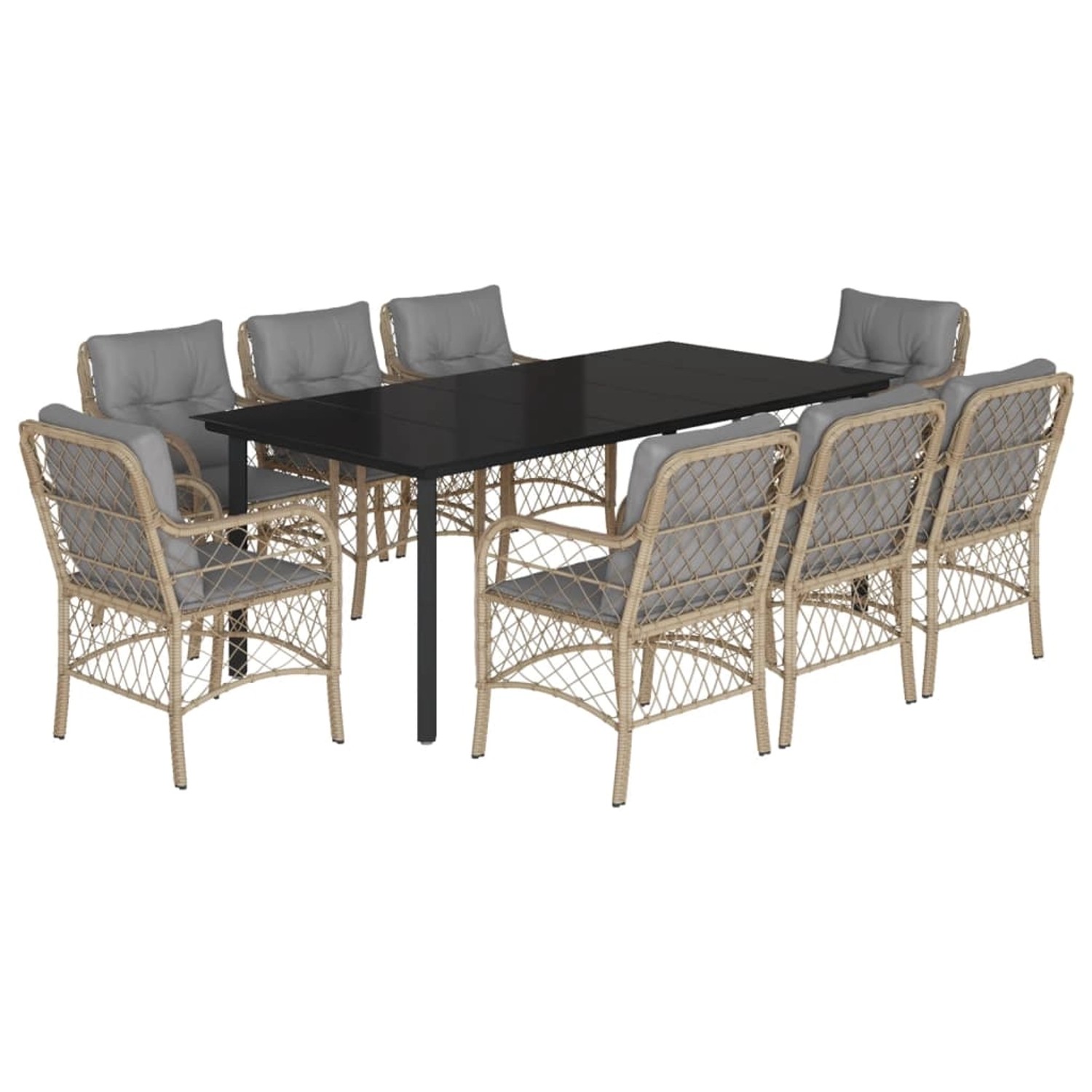 vidaXL 9-Tlg Garten-Essgruppe mit Kissen Beigemischung Poly Rattan 3212165 günstig online kaufen