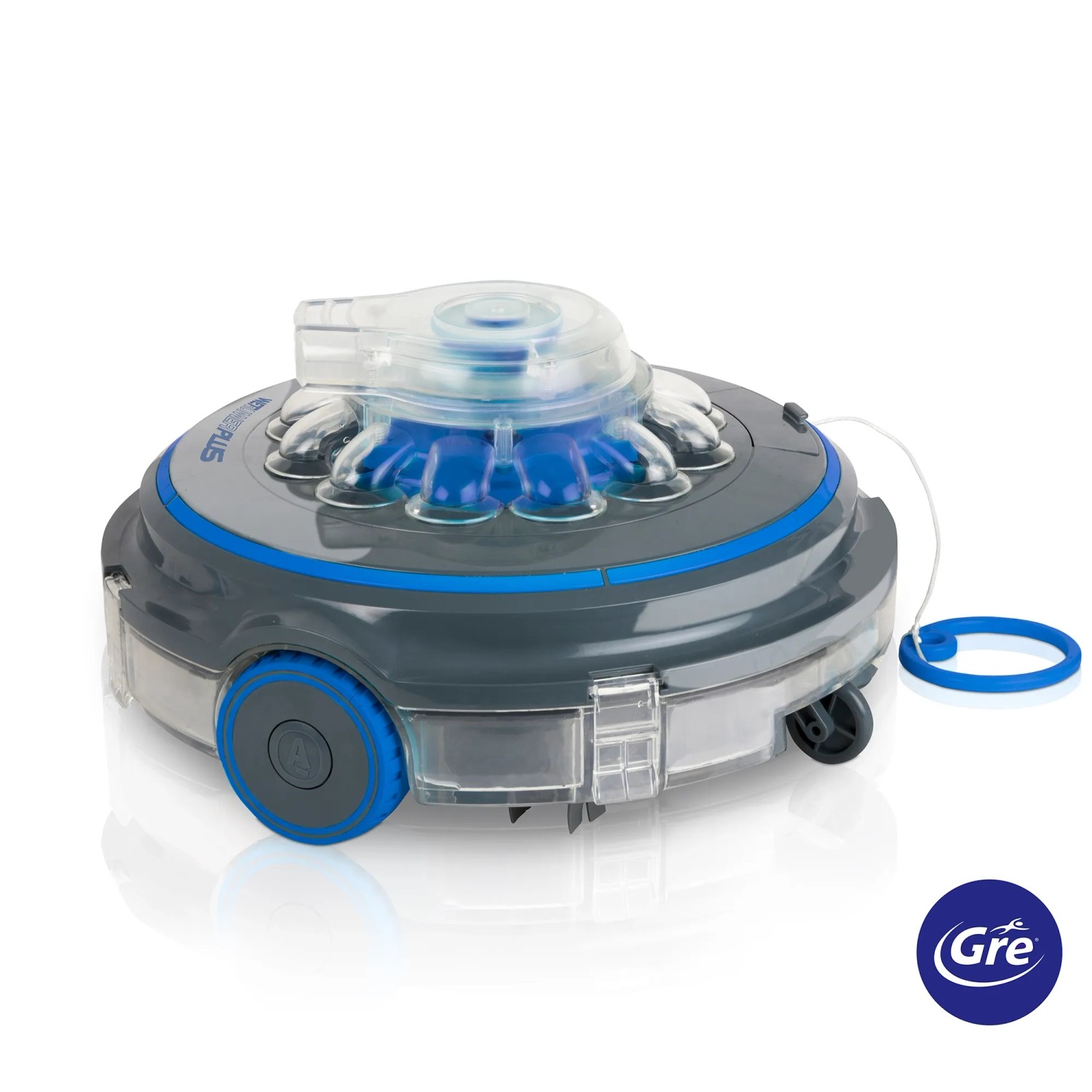Grauer Gre Akku-Poolroboter mit 5.200 mAh für die automatische Poolreinigung.