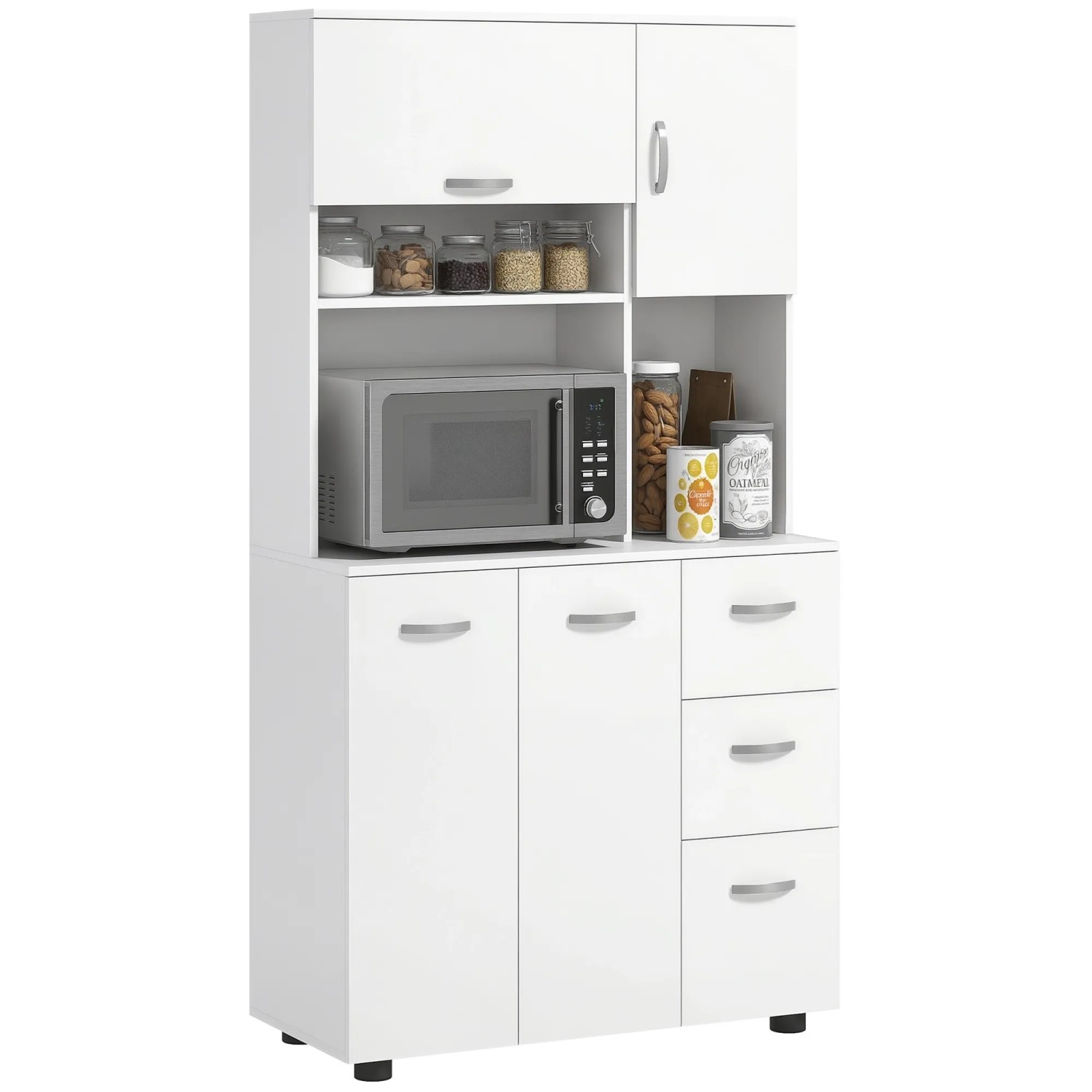 HOMCOM Küchenschrank MDF Spanplatte 89L x 39,5B x 168H cm Weiß