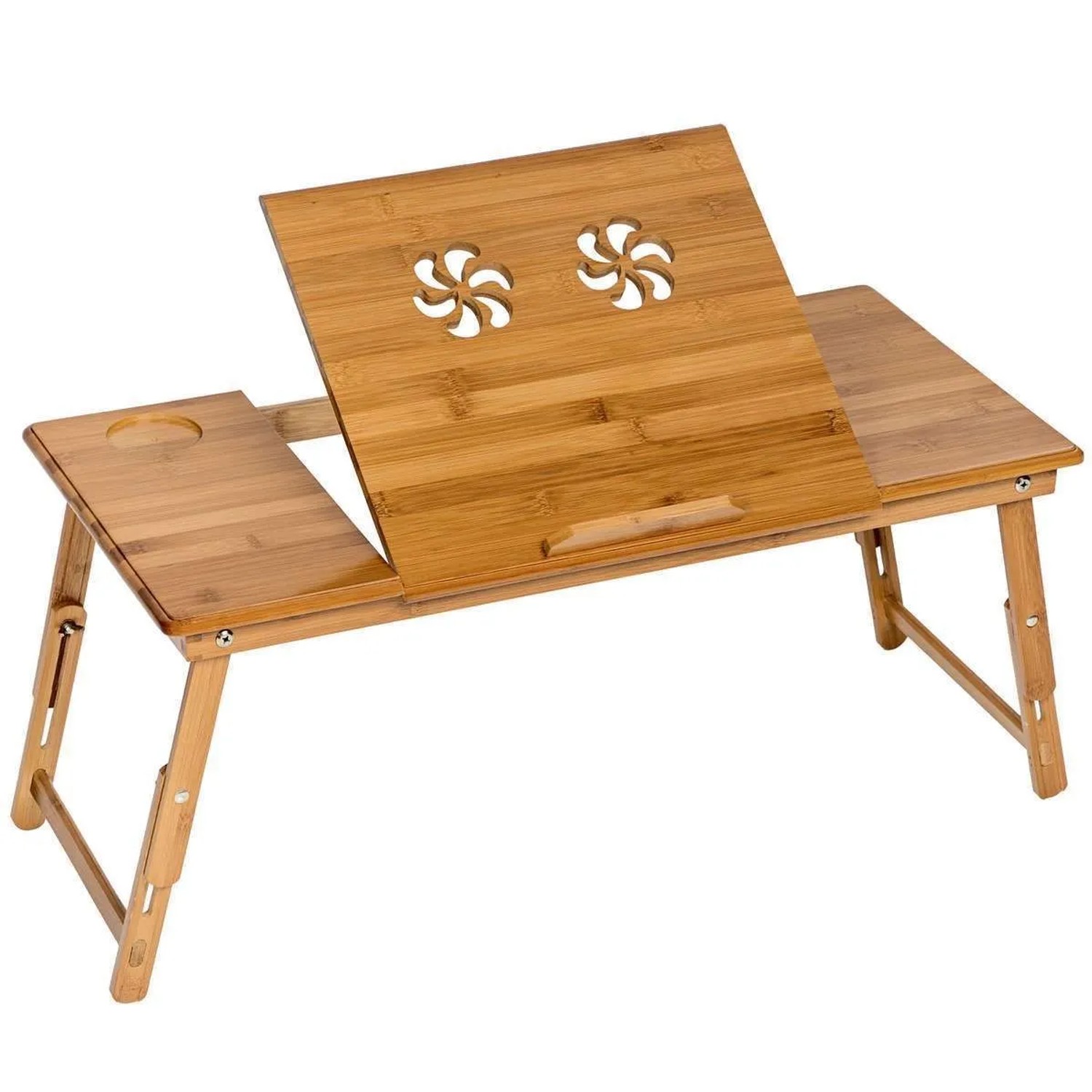 Tectake Laptoptisch Janina Aus Bambus  Klappbar und Höhenverstellbar 4 Neigungswinkel  72 x 35 x 26 cm Braun