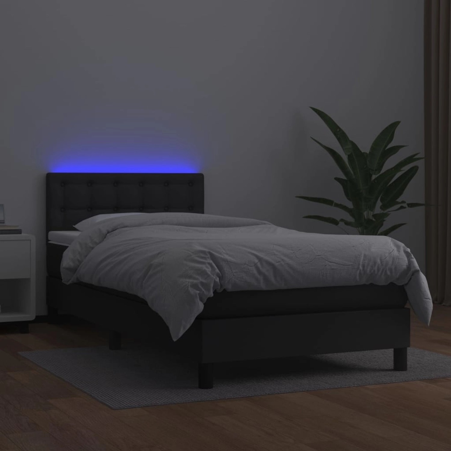 vidaXL Boxspringbett mit Matratze & LED Schwarz 80x200 cm Kunstleder 313418 günstig online kaufen
