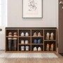 Rebiko Schuhschrank mit Sitzbank, rustikal braun, 104 cm breit. Schuhregal im Loft Stil.