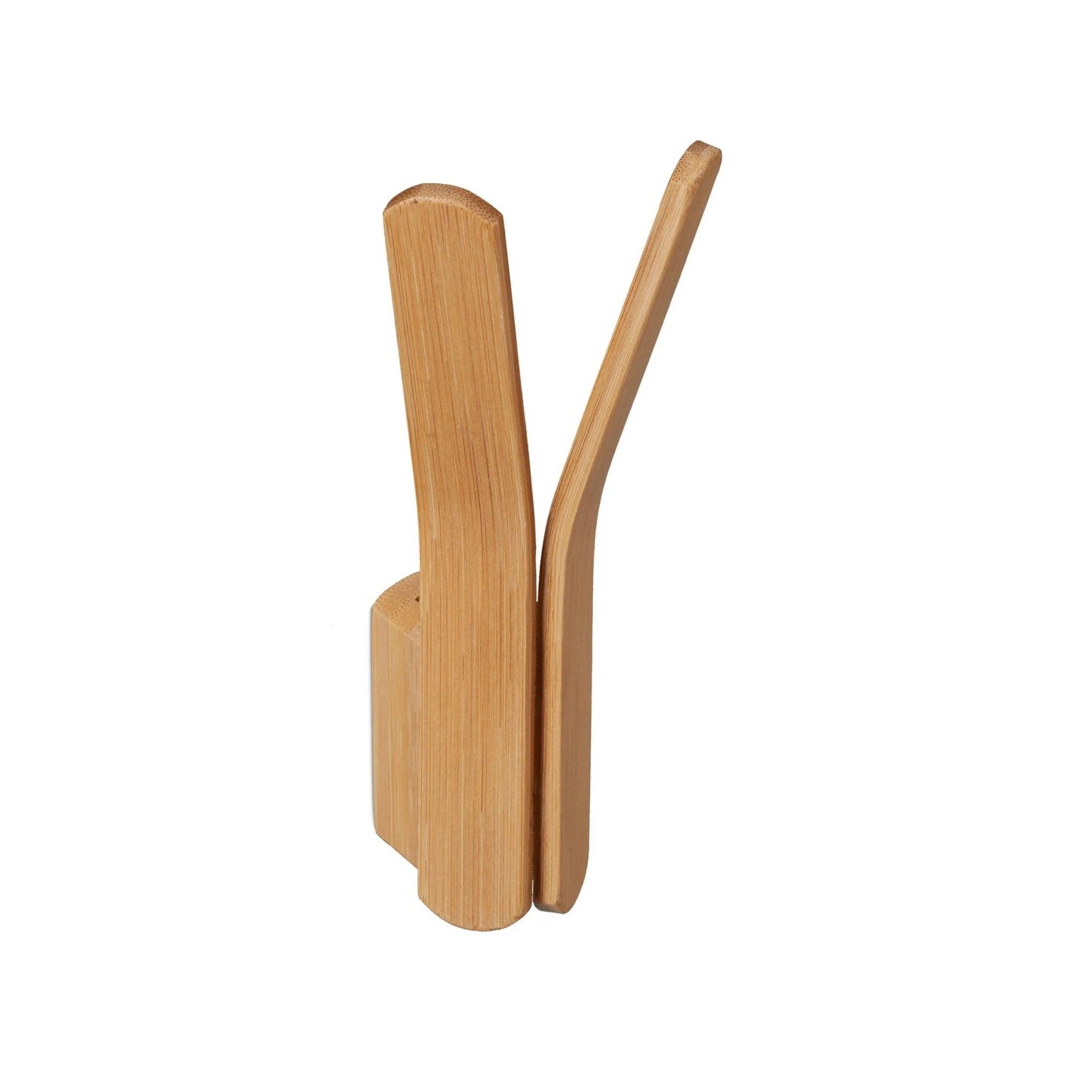 Relaxdays Wandhaken Bambus Natur Zweifach 15 cm x 6,5 cm x 6 cm 40 g