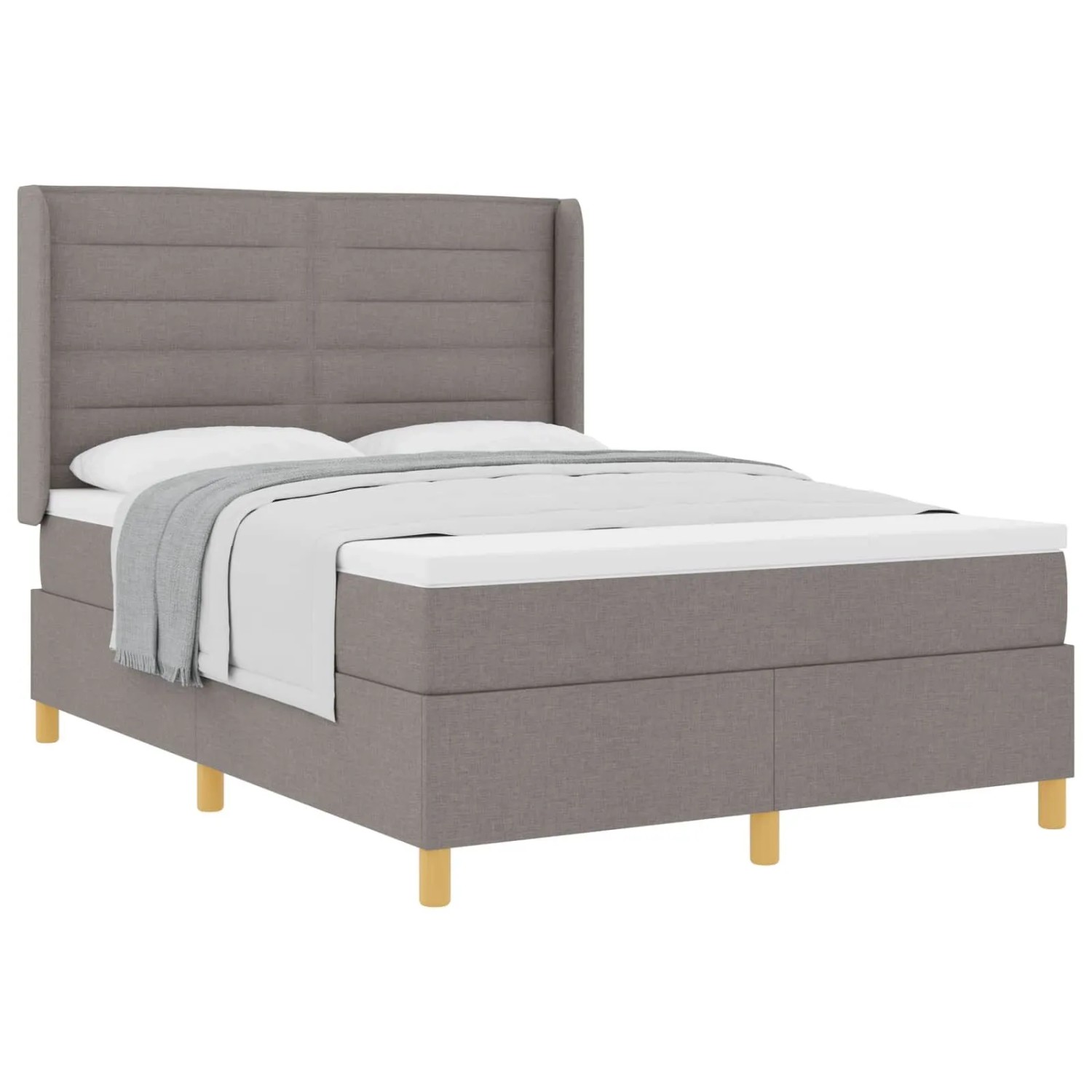 vidaXL Boxspringbett mit Matratze Taupe 160 x 200 cm Stoff 3341781