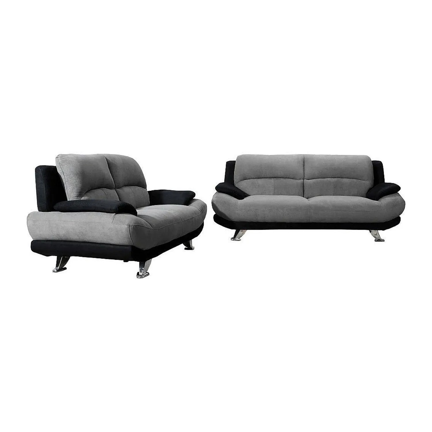 Vente-unique Couchgarnitur Musko Schwarz  Grau 200 cm  150 cm
