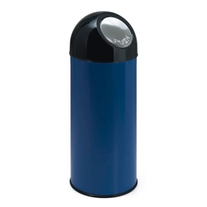 Blauer PROREGAL Abfallbehälter mit Pushdeckel, 55 Liter, aus Metall und Kunststoff.