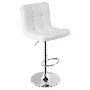 Costway Barhocker 360° Drehbar Aus Kunstleder 150 kg Belastbar Weiß