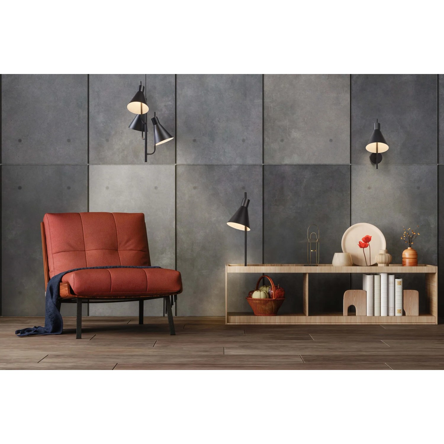 Schwarze Ledvance Wandlampe Decor Tokio, 32 cm, im japanischen Stil im Wohnraum.