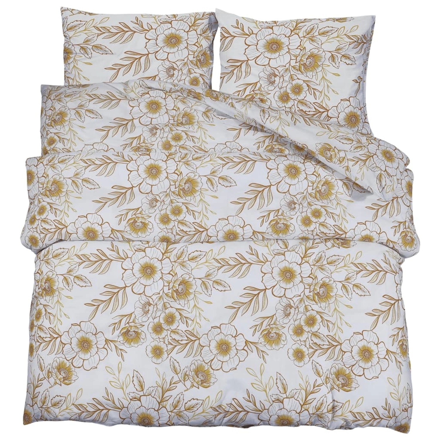 vidaXL Bettwäsche-Set Weiß und Braun 200x220 cm Baumwolle 136412