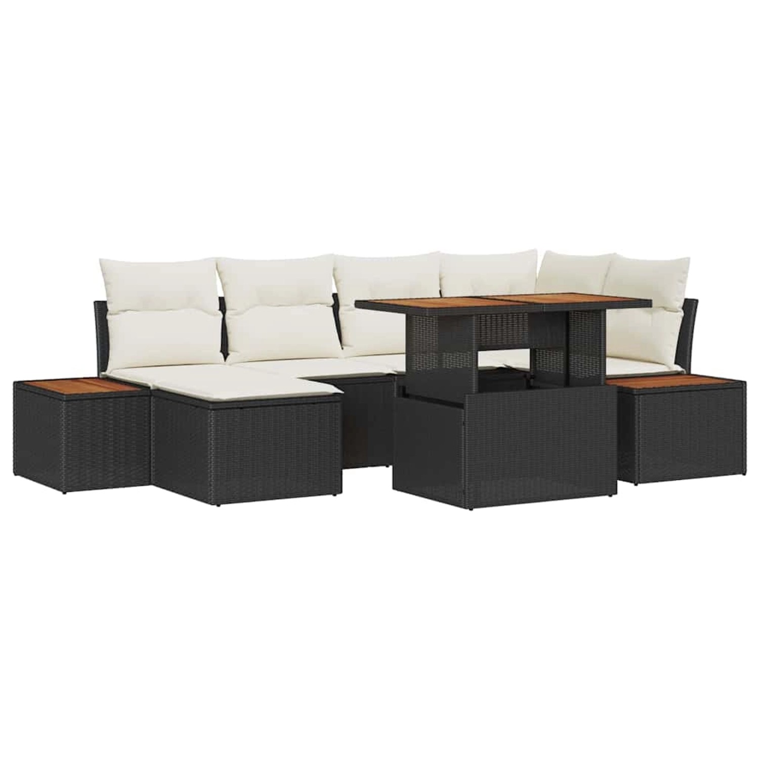 vidaXL Garten-Sofa-Set mit Speicher 7-Tlg Schwarz Poly Rattan 3358821 günstig online kaufen