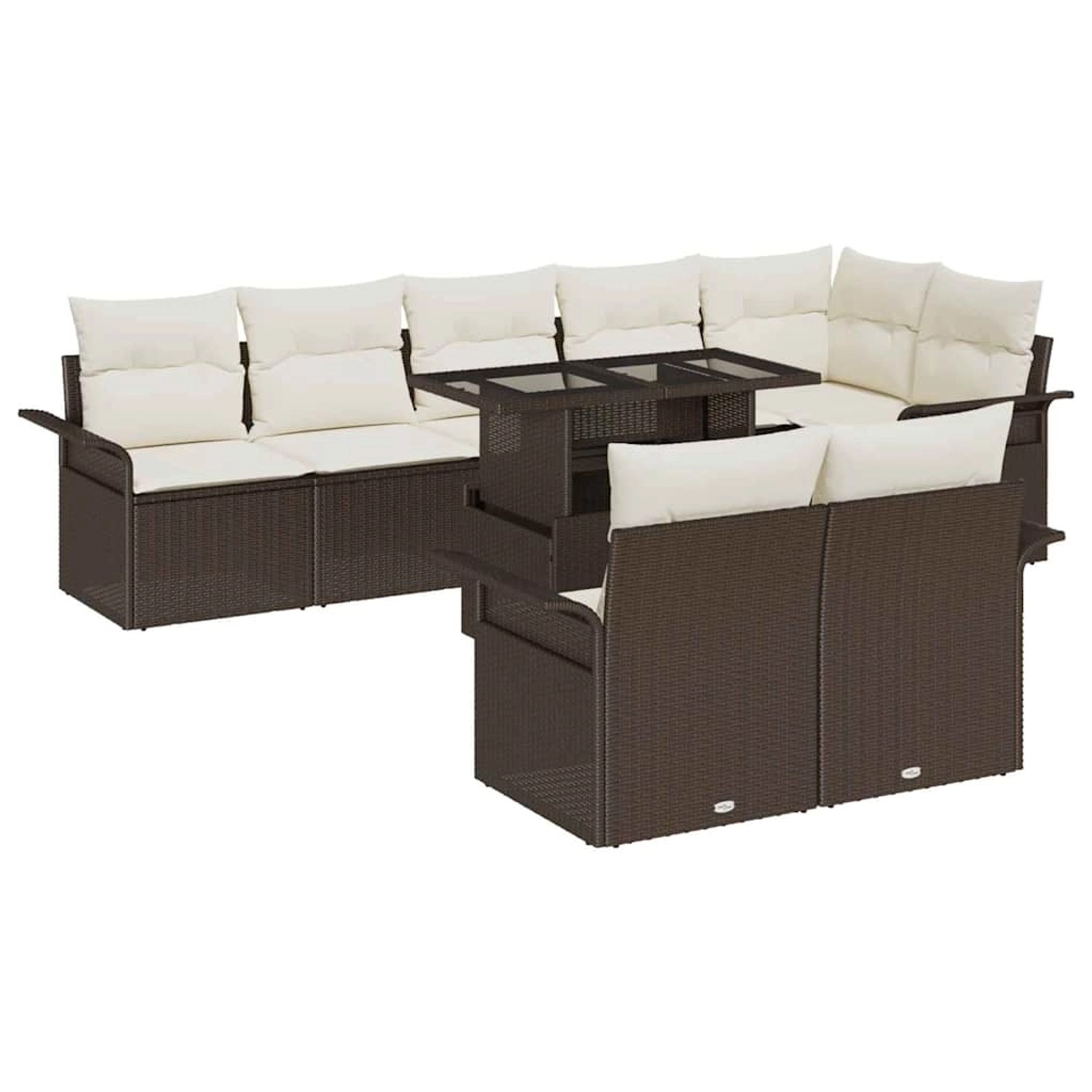 vidaXL Garten-Sofa-Set mit Kissen 9-Tlg Braun Poly Rattan 3348304 günstig online kaufen