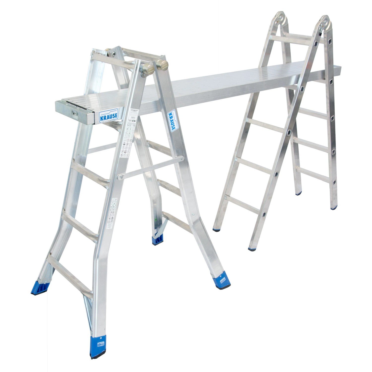 Krause Stabilo Gelenk-Teleskop-Leiter als Arbeitsbühne, 4x5 Sprossen, Aluminium.