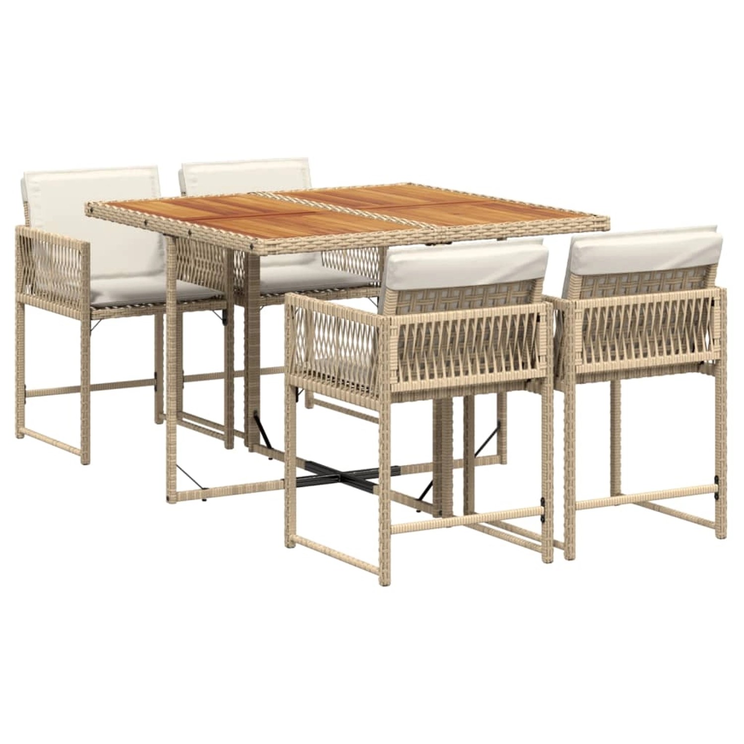vidaXL 5-Tlg Garten-Essgruppe mit Kissen Beige Poly Rattan 3211444 günstig online kaufen