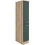 OPTIFIT Savona405 Apothekerschrank, 30 cm, Steingrün/Wildeiche, mit zwei Auszügen und Metallgriffen.