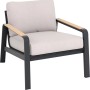 Sessel des 4-teiligen Lounge-Sets Branford in Anthrazit/Beige mit Holzapplikationen.