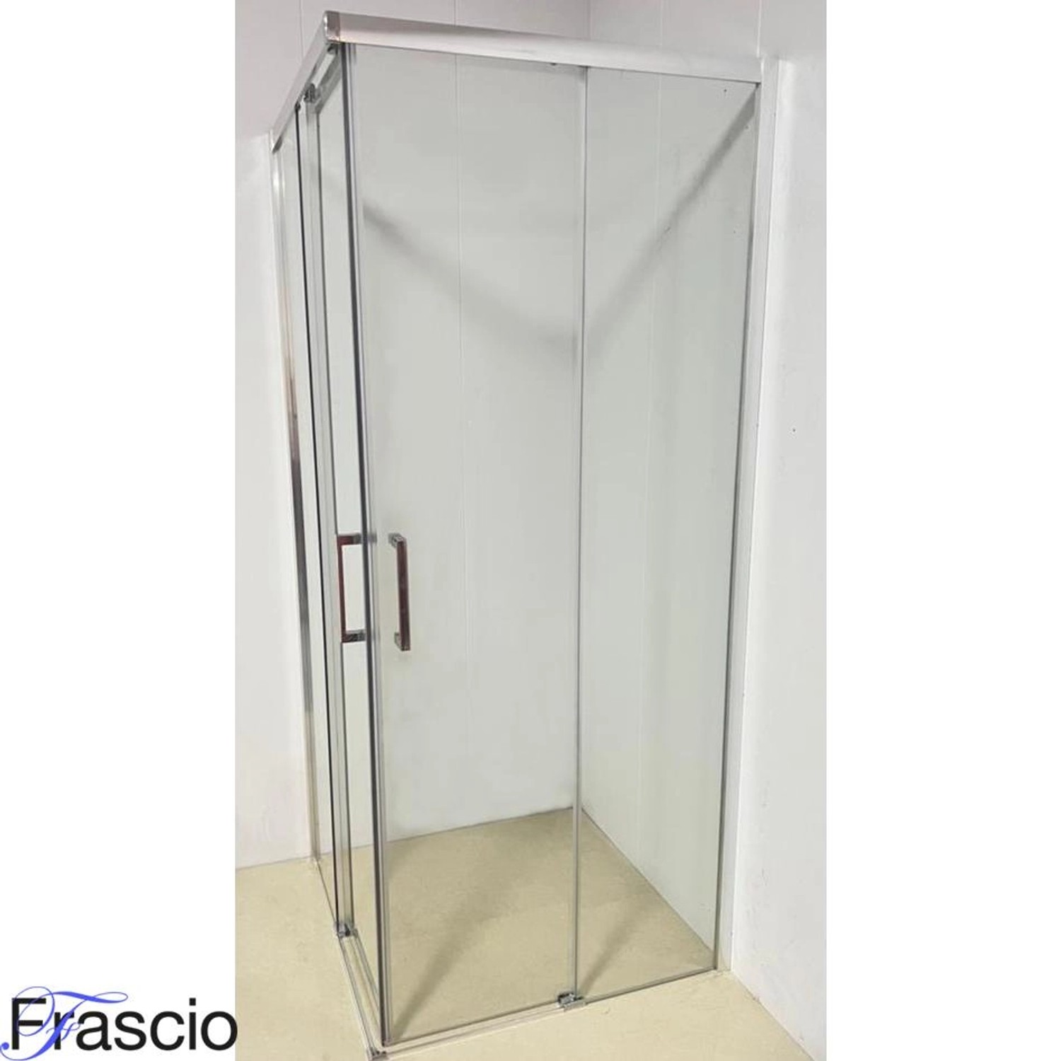 Frascio Duschkabine mit Eckeinstieg, 90x120x200 cm, transparentes Glas, Chromrahmen.