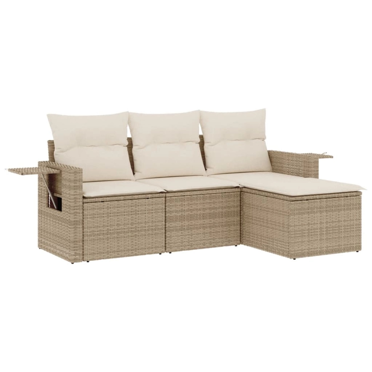 vidaXL 4-Tlg Garten-Sofagarnitur mit Kissen Beige Poly Rattan 3220067 günstig online kaufen