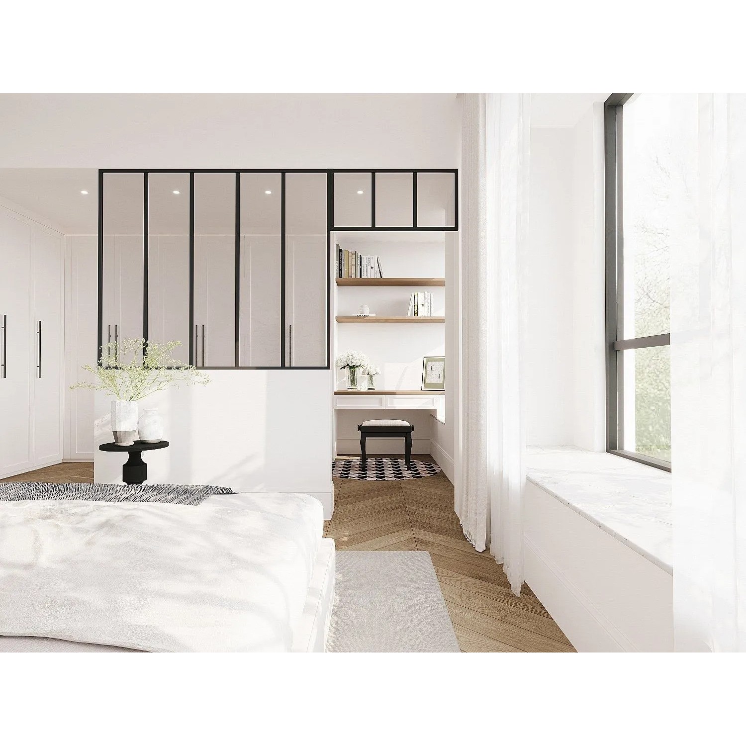 Vente-unique Glaswand Bayview Schwarz 150 cm