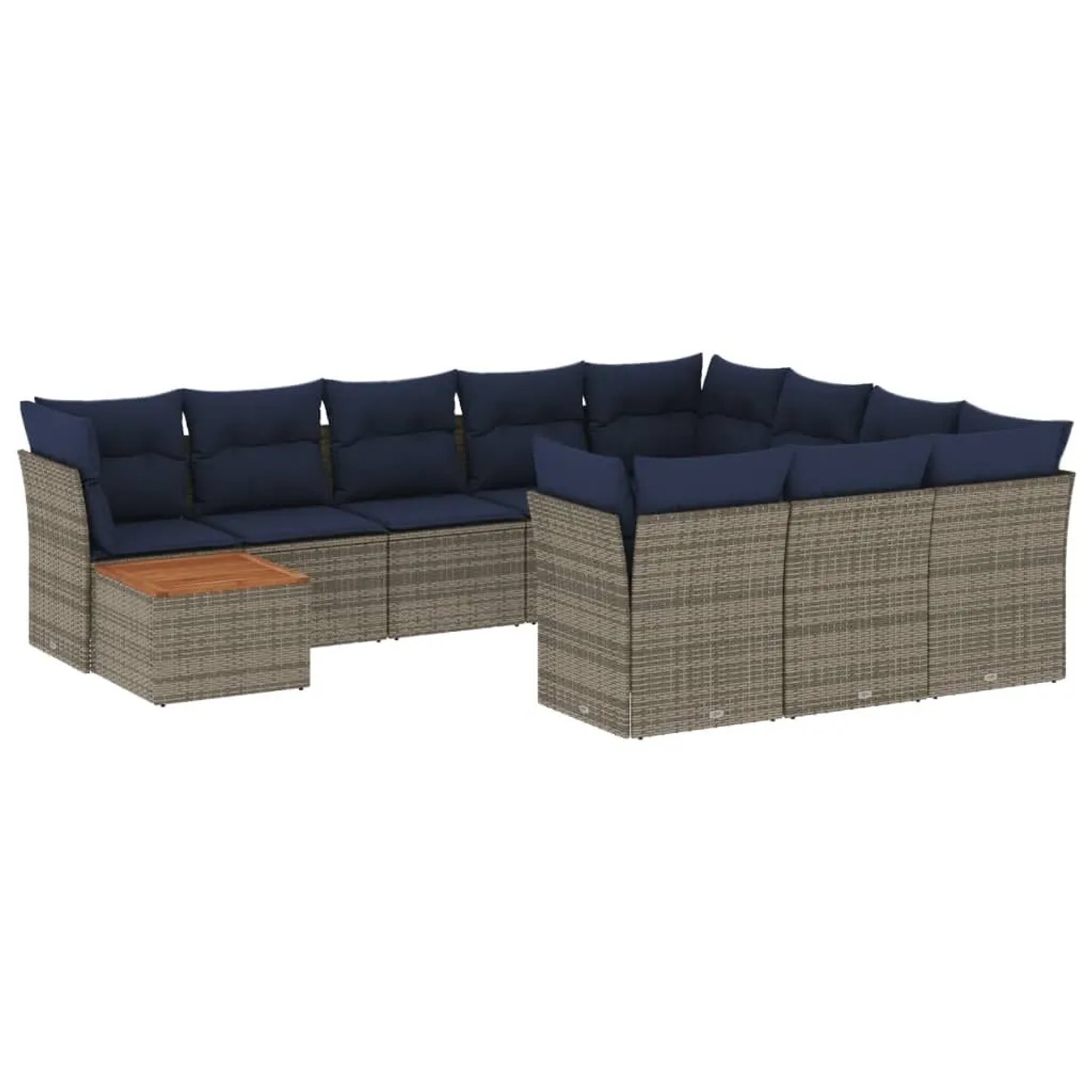 vidaXL 13-Tlg Gartensofa-Set mit Kissen Grau Polyrattan 3256320 günstig online kaufen