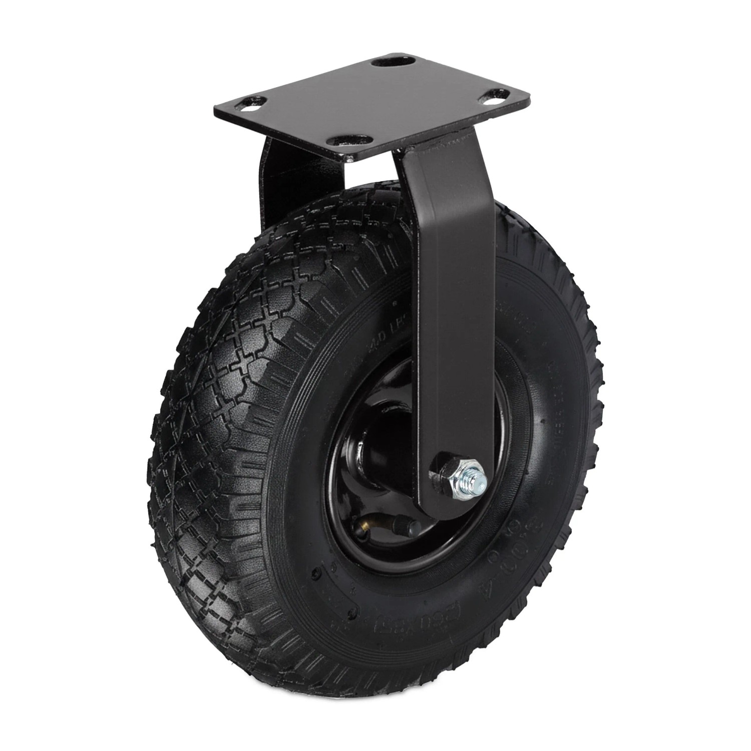 Relaxdays Bockrolle Stahl Gummi Schwarz Luftbereift Fest Schwerlast 29 cm ø 26 cm x 8,5 cm 120 kg