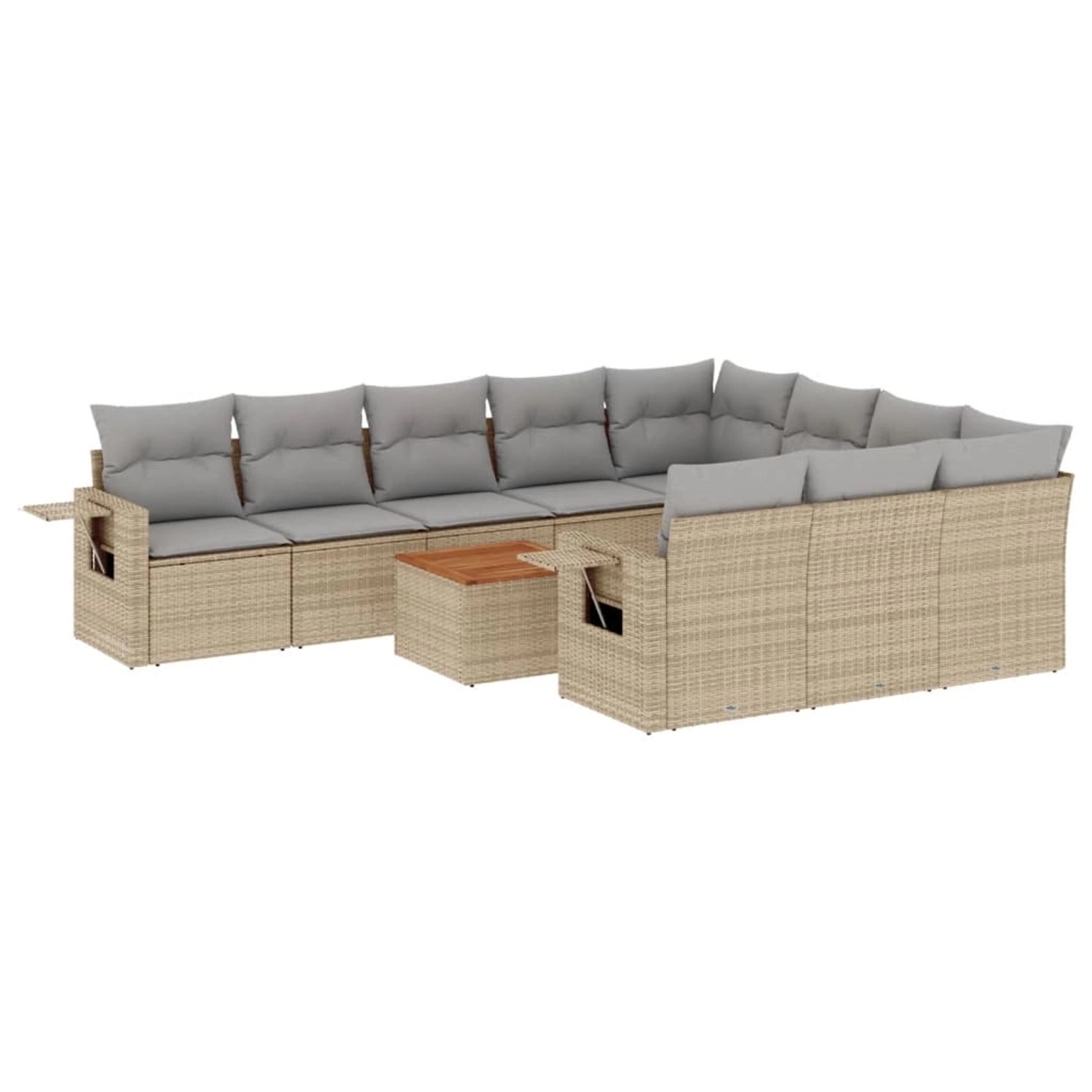vidaXL 11-Tlg Garten-Sofagarnitur mit Kissen Beige Poly Rattan 3257074 günstig online kaufen