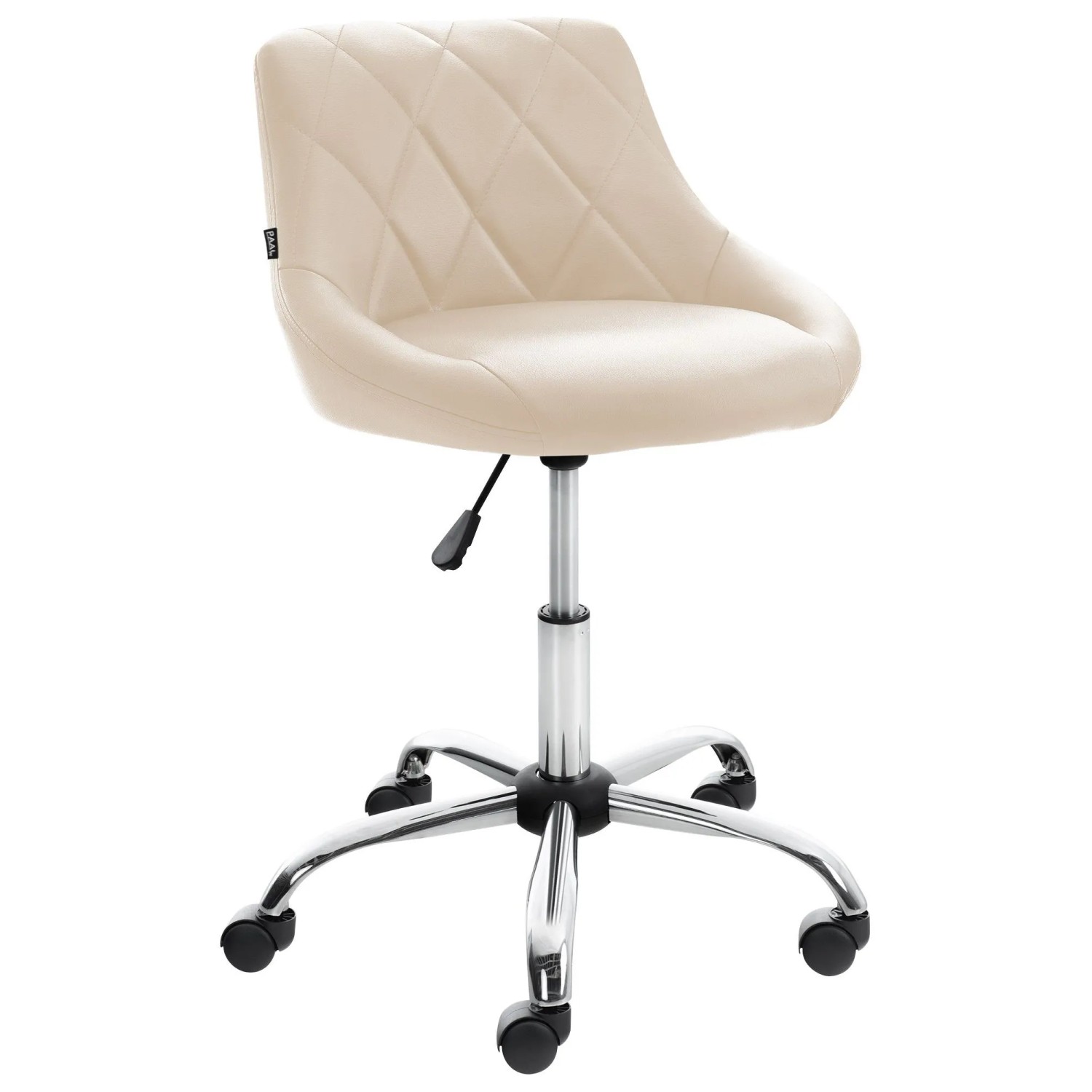 DELUKE Arbeitshocker AARHUS 47x49x71cm Kunstleder Creme Arbeitsstuhl Drehhocker Rollhocker Bürohocker