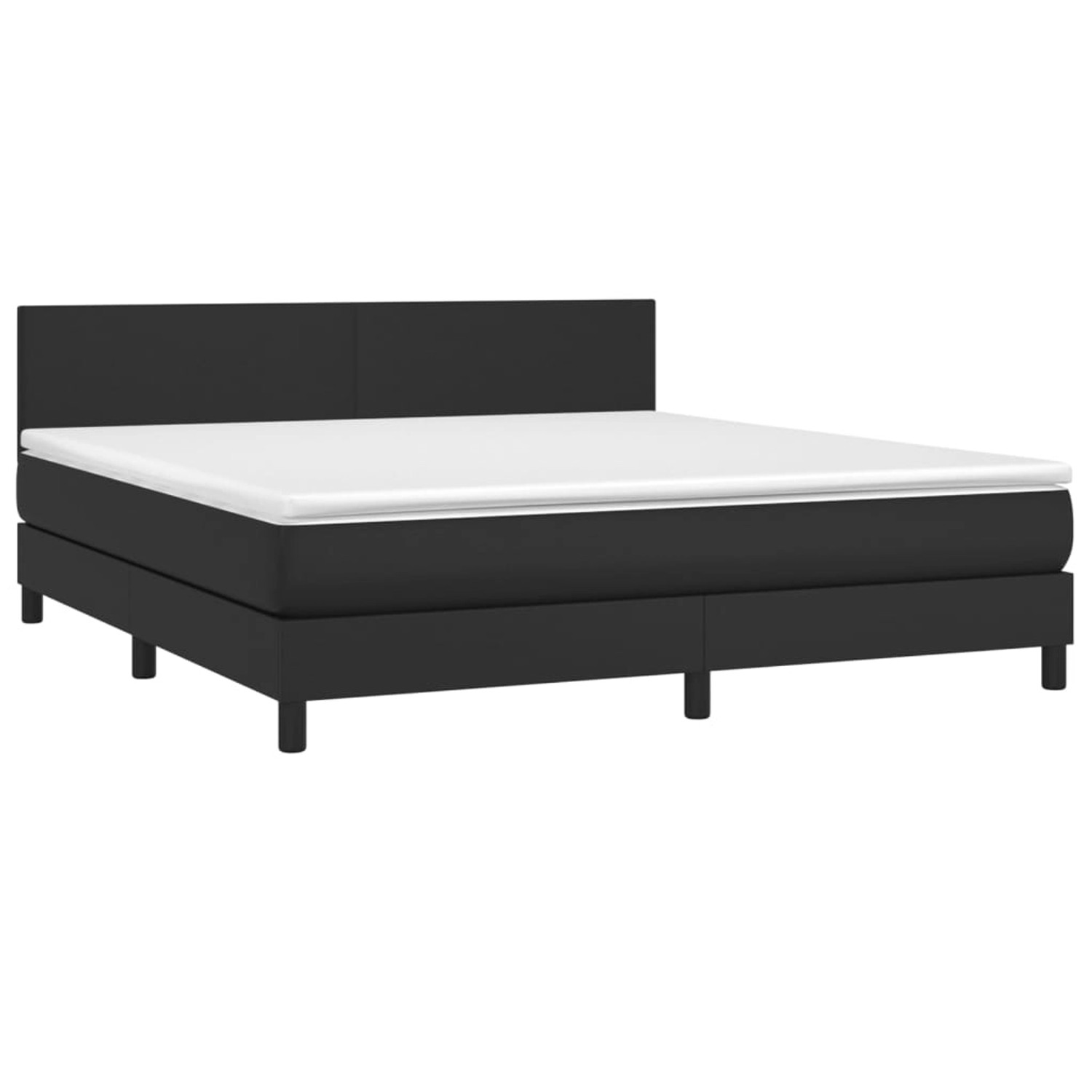 vidaXL Boxspringbett mit Matratze & LED Schwarz 160x200 cm Kunstleder 31341 günstig online kaufen