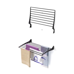 Foxydry Wand Wäscheständer, platzsparend, klappbar, schwarz, mit und ohne Wäsche.