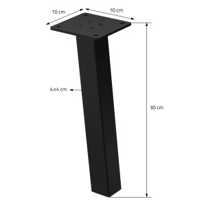 Schwarzes ML-Design Tischbein, 30 cm hoch, I-Form, 4er Set für Tische.