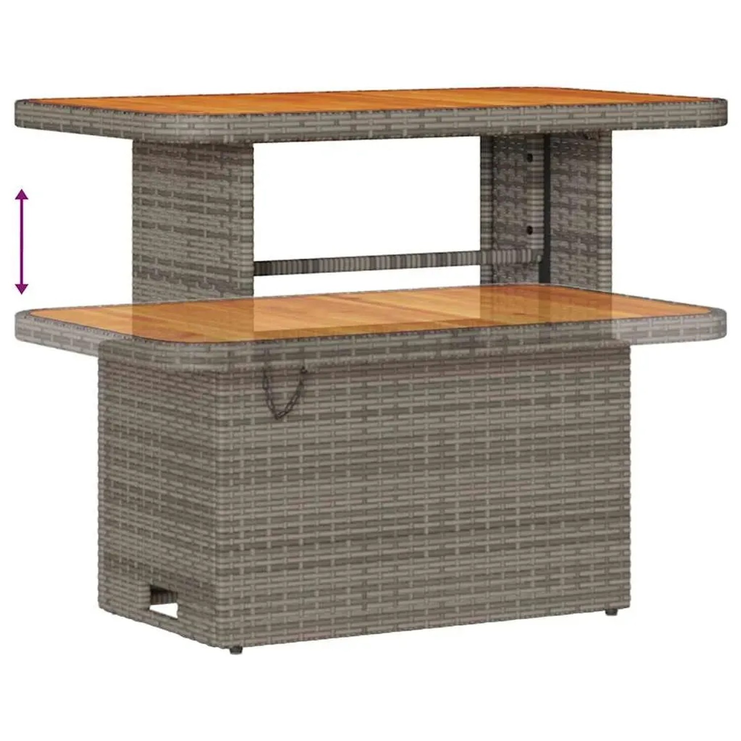 Graues vidaXL Garten-Sofa-Set aus Polyrattan mit höhenverstellbarem Tisch.