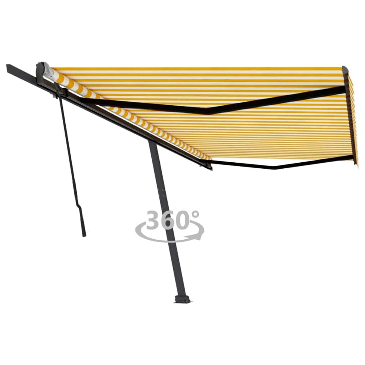furnicato Standmarkise Manuell Einziehbar 500x350 cm Gelb/Weiß günstig online kaufen