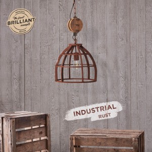 Rostfarbene Brilliant Pendelleuchte Matrix, 34 cm, im Industrial-Stil.