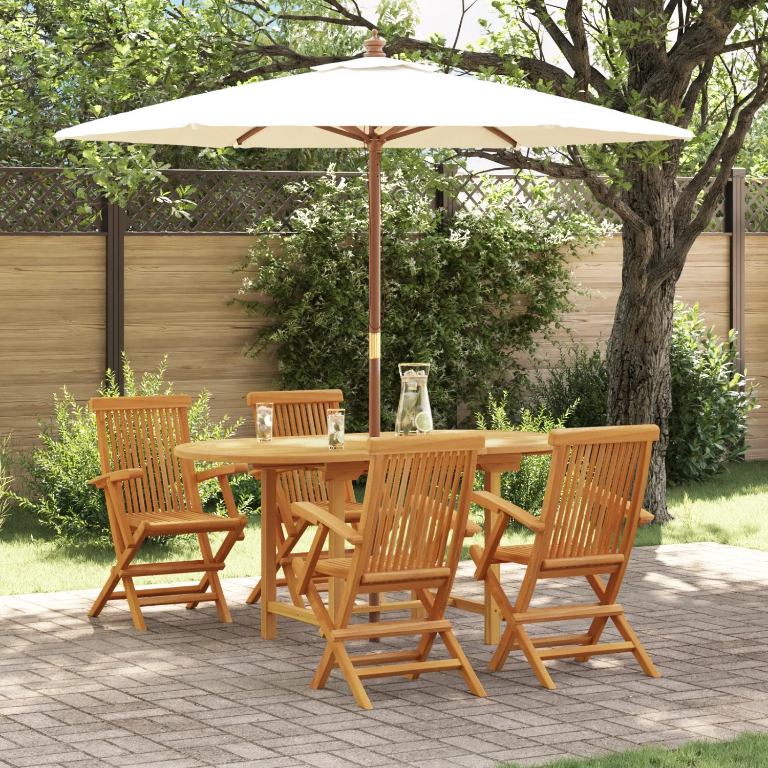 vidaXL Teak Massivholz Garten Essgruppe 5-teilig kaufen bei OBI