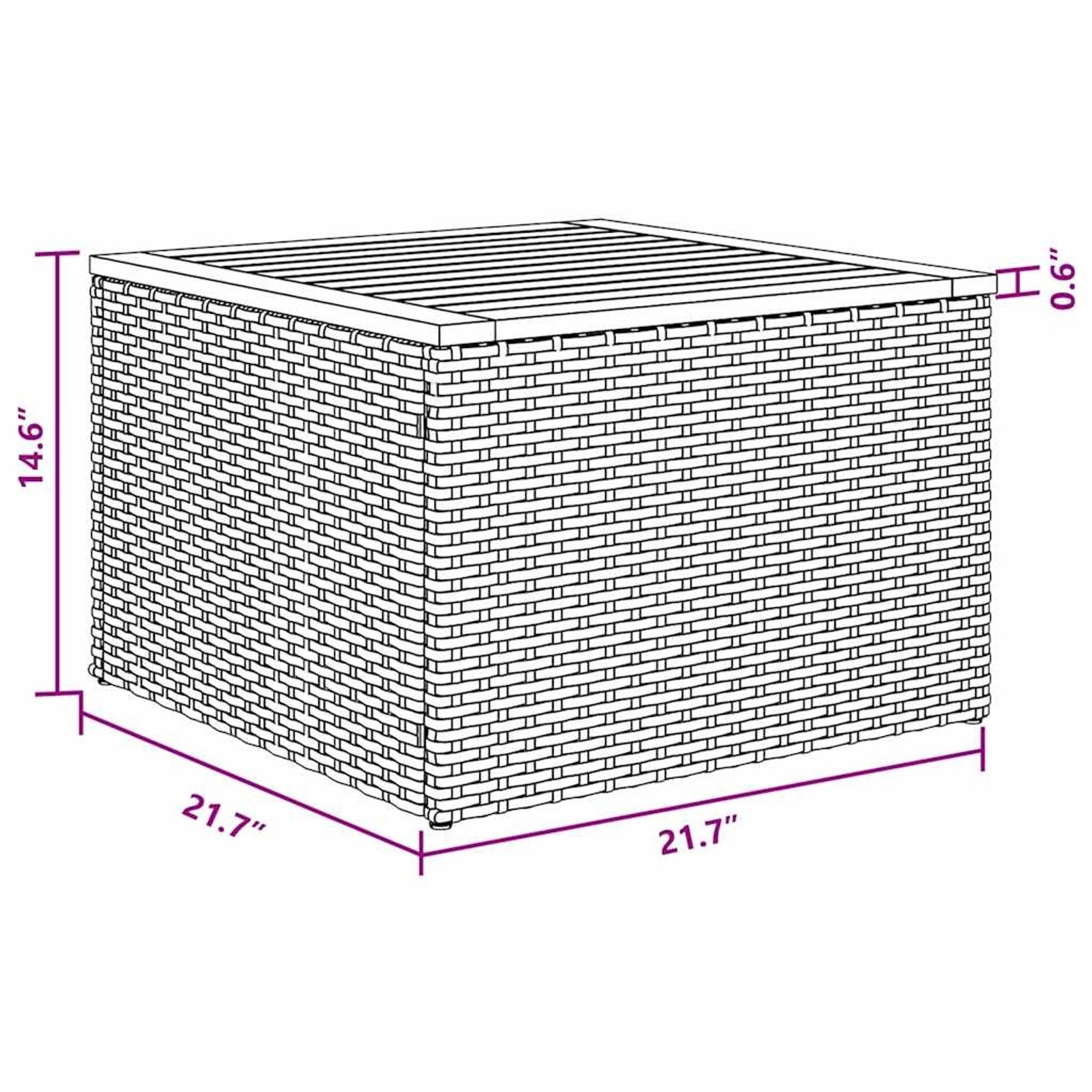 vidaXL Gartenmöbel: Schwarzer Poly Rattan Tisch, 55x55x37cm, Teil eines Sofa-Sets.