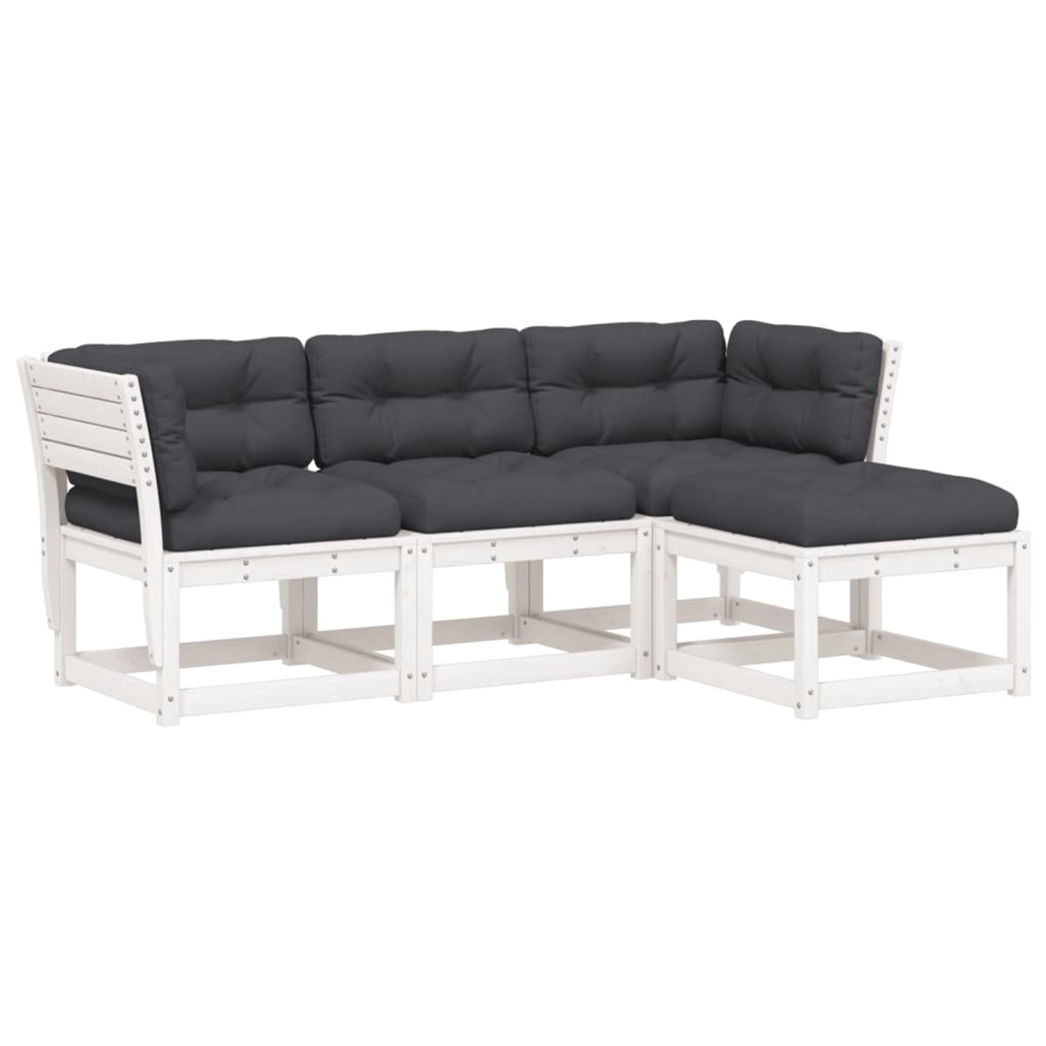 vidaXL 4-Tlg Garten-Lounge-Set mit Kissen Weiß Massivholz Kiefer 3216911