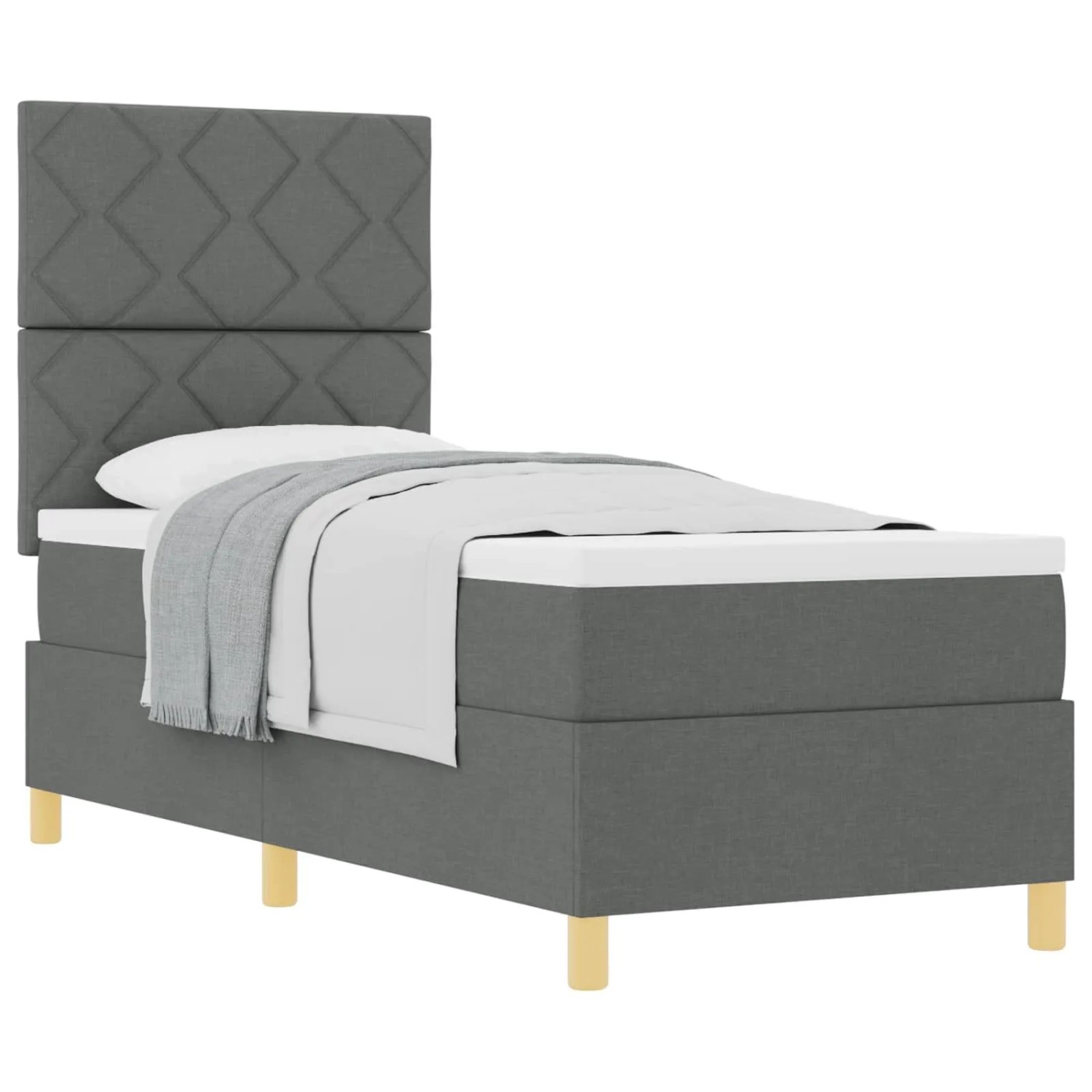 vidaXL Boxspringbett mit Matratze Dunkelgrau 80 x 200 cm Stoff 3339652
