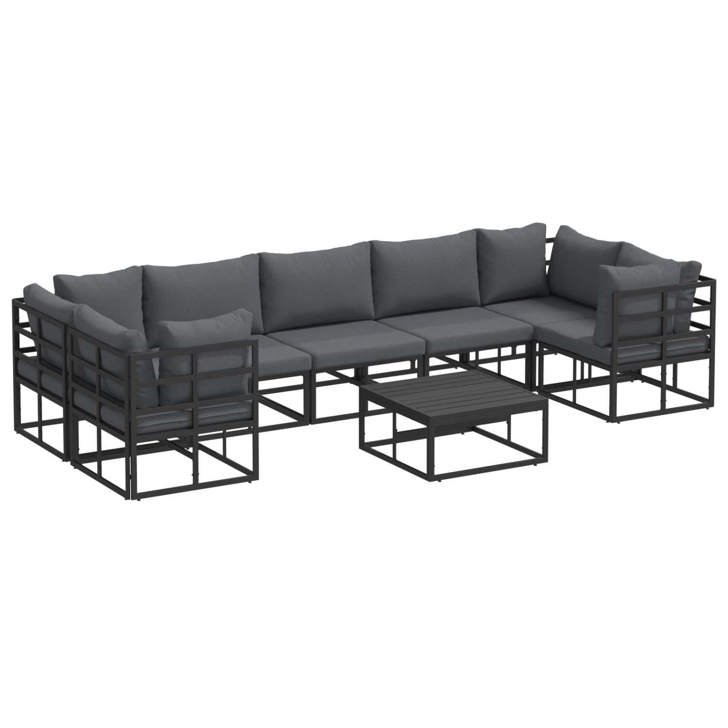 vidaXL Garten-Sofa-Set 8-Tlg Schwarz Aluminium 3378947 günstig online kaufen