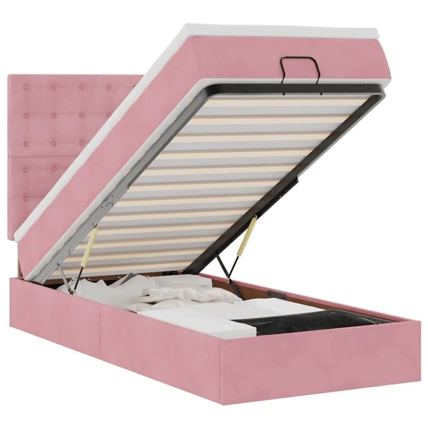 vidaXL Ottoman-Bett mit Matratzen & LEDs Rosa 80x200 cm Samt 3314431