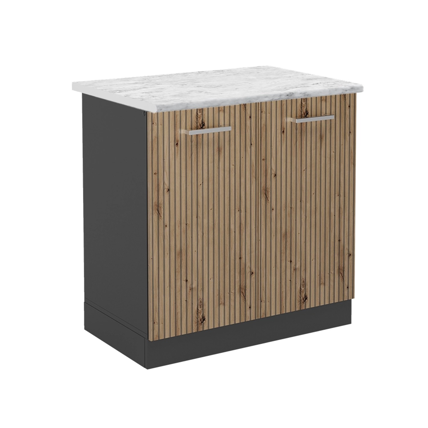 Vicco Spülenunterschrank R-Line Artisan-Eiche/Anthrazit 80 cm AP Marmor