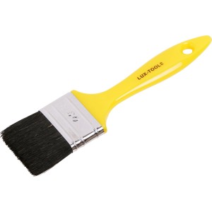LUX Flachpinsel 50 mm mit gelbem Kunststoffgriff und schwarzen Borsten.