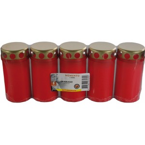 5 rote Bolsius Grablichter mit goldenem Deckel im Set.