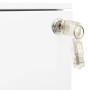Detailaufnahme: Weißer vidaXL Aktenschrank mit Schloss und Schlüssel.