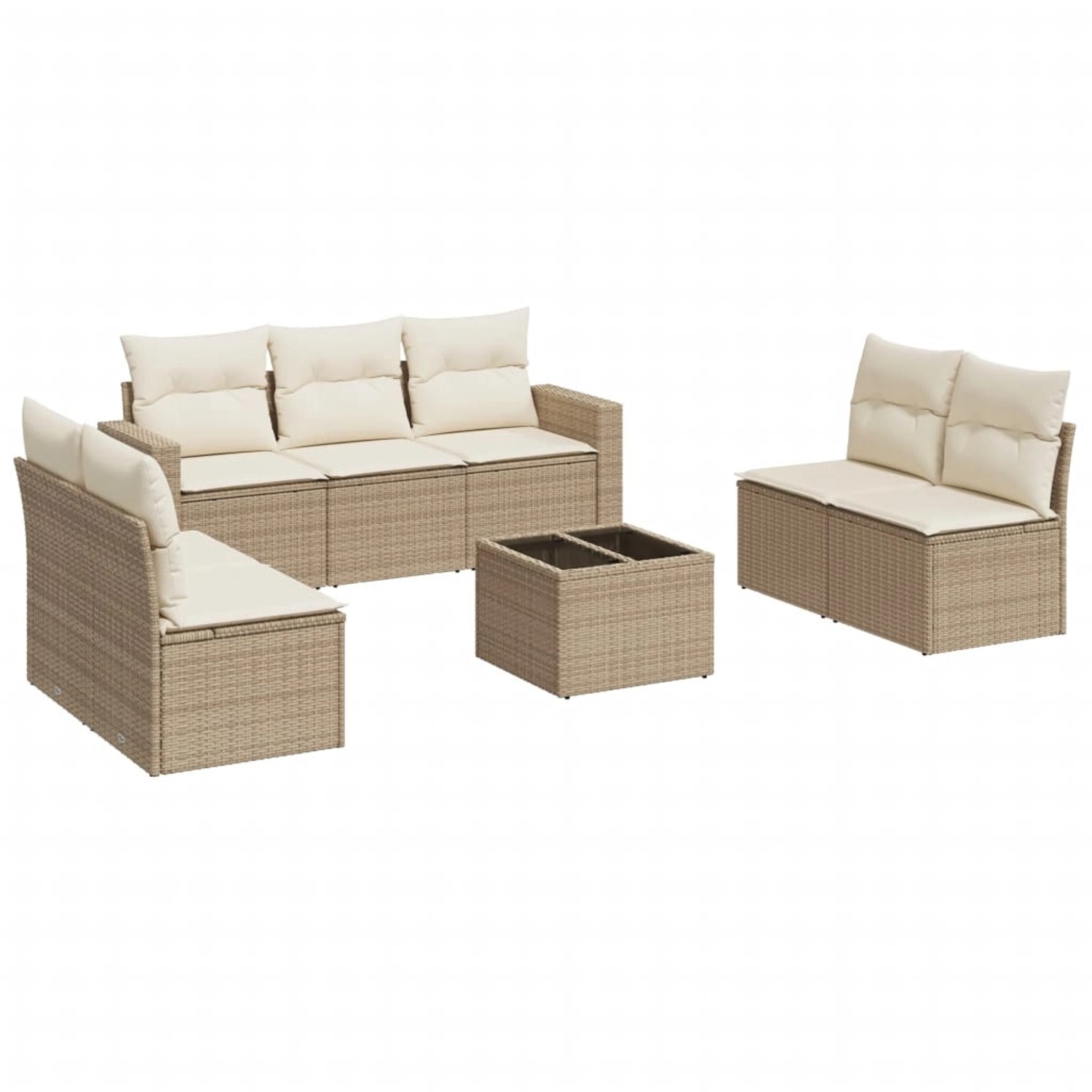 vidaXL 8-Tlg Garten-Sofagarnitur mit Kissen Beige Poly Rattan 3218828 günstig online kaufen
