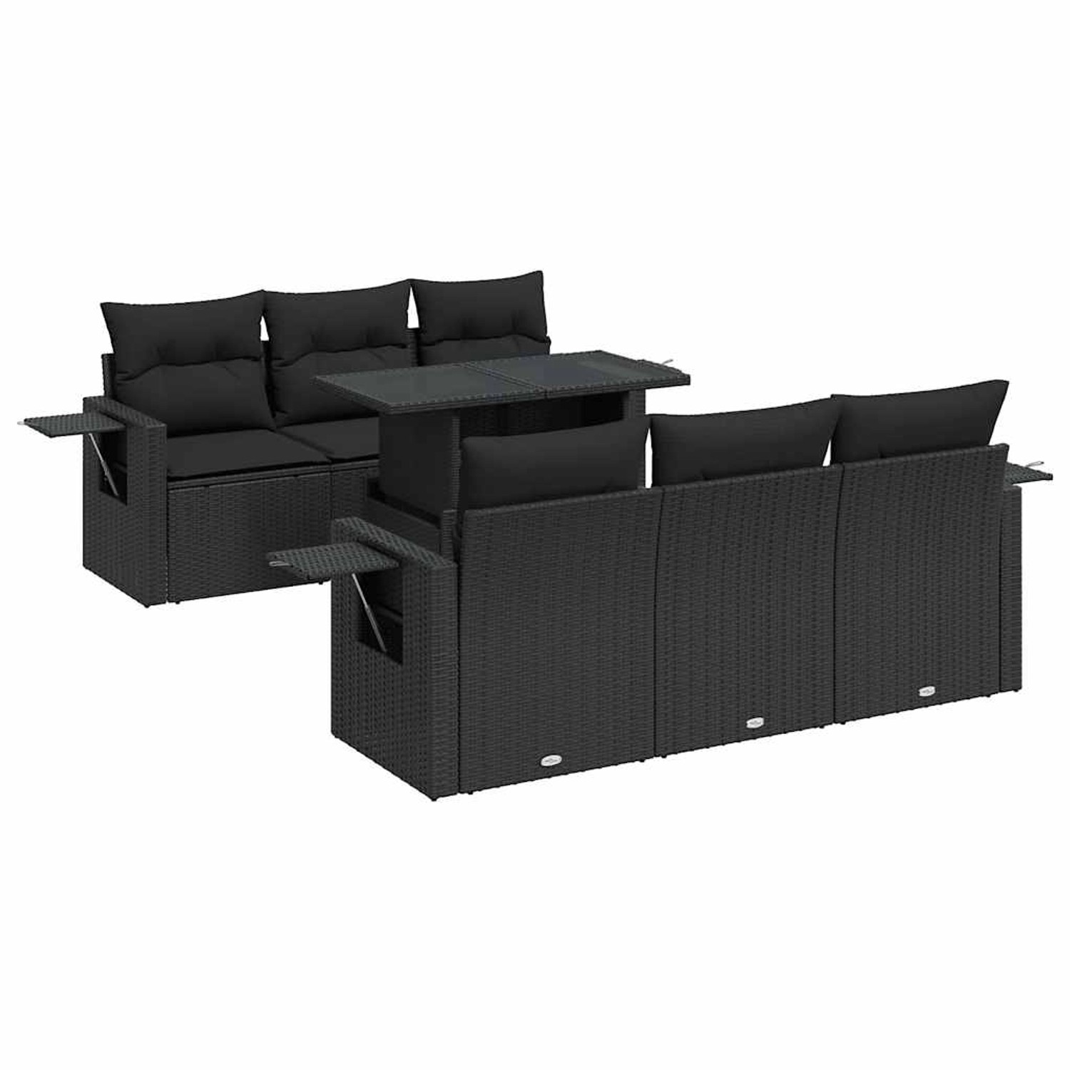 vidaXL 7-Tlg Garten-Sofagarnitur mit Kissen Schwarz Poly Rattan 3326416 günstig online kaufen