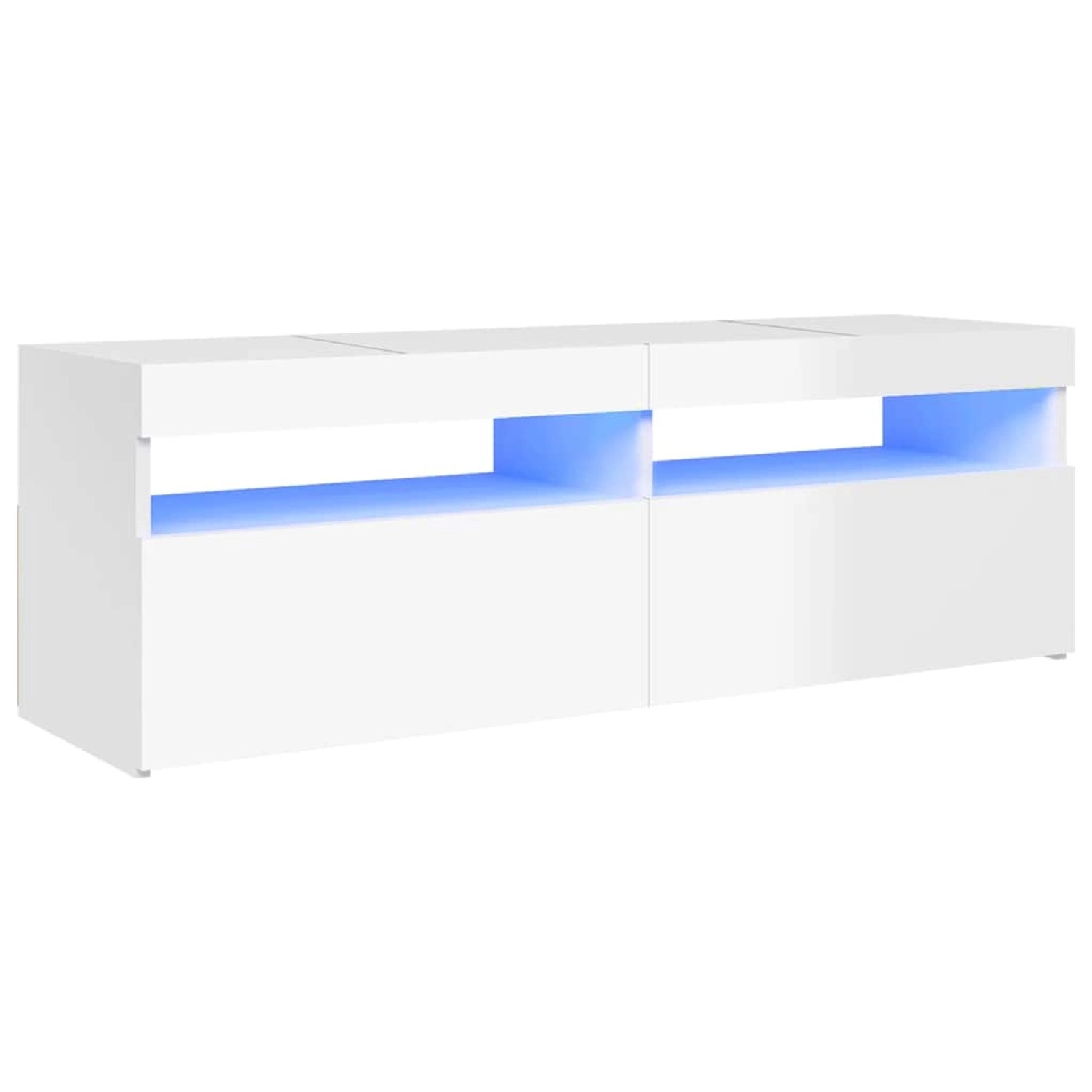 vidaXL TV-Schrank mit LED-Leuchten Hochglanz-Weiß 120x35x40 cm 804379