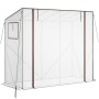 Transparentes Tectake Foliengewächshaus Anton mit braunem Stahlrahmen, UV-beständiger Folie und Fenster. Ideal für Gartenpflanzen.